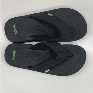 New Sanuk Mens Beer Cozy 2 Flip Flops in Black Size 10